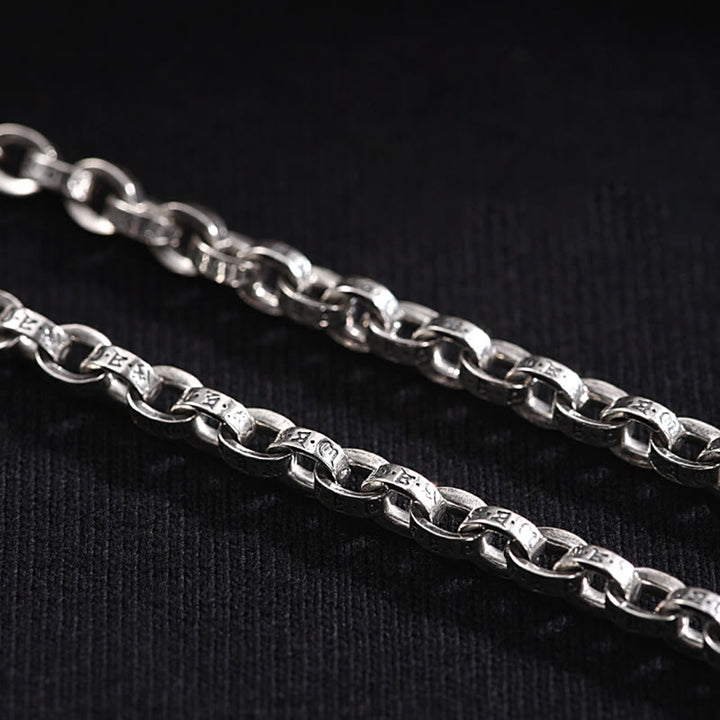 Pulsera de metal creativa con diseño tallado de Om Mani Padme Hum de plata de ley 925 con Buddha Stones