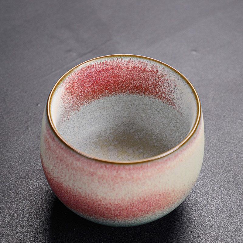Taza de té de cerámica con cambio de horno degradado rojo Retro con Buddha Stones, taza de té de Kung Fu