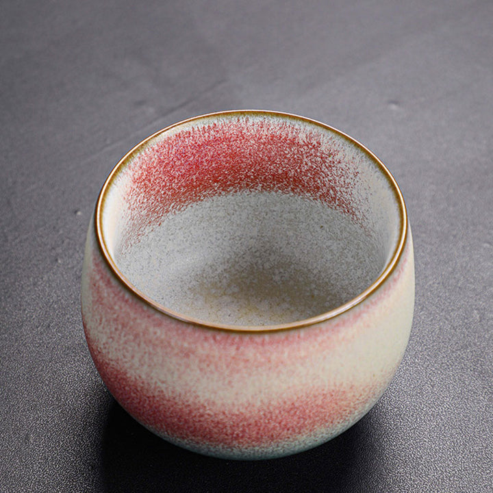 Taza de té de cerámica con cambio de horno degradado rojo Retro con Buddha Stones, taza de té de Kung Fu