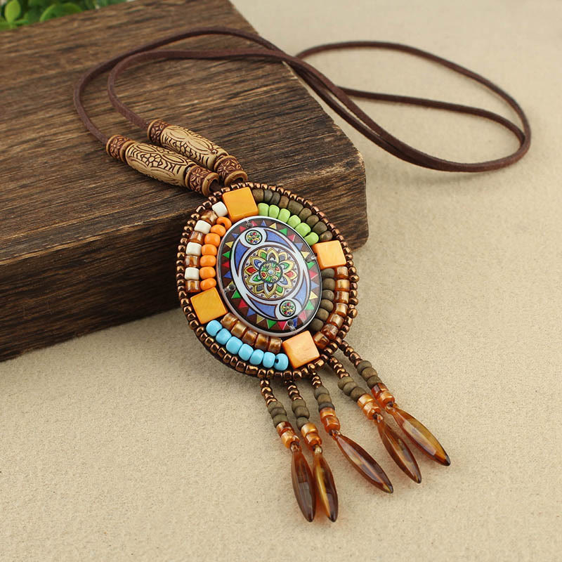 Colgante de collar de creatividad con cuentas de patrón de mandala de Buddha Stones - image 6
