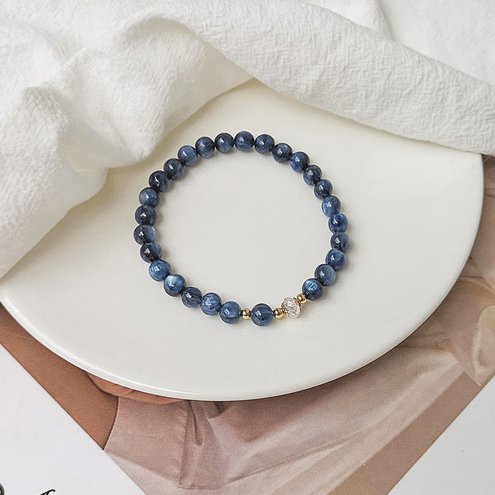 Pulsera curativa de cristal azul, aguamarina, cobre, chapado en oro de 14 quilates, Buddha Stones , ágata blanca, cristal blanco