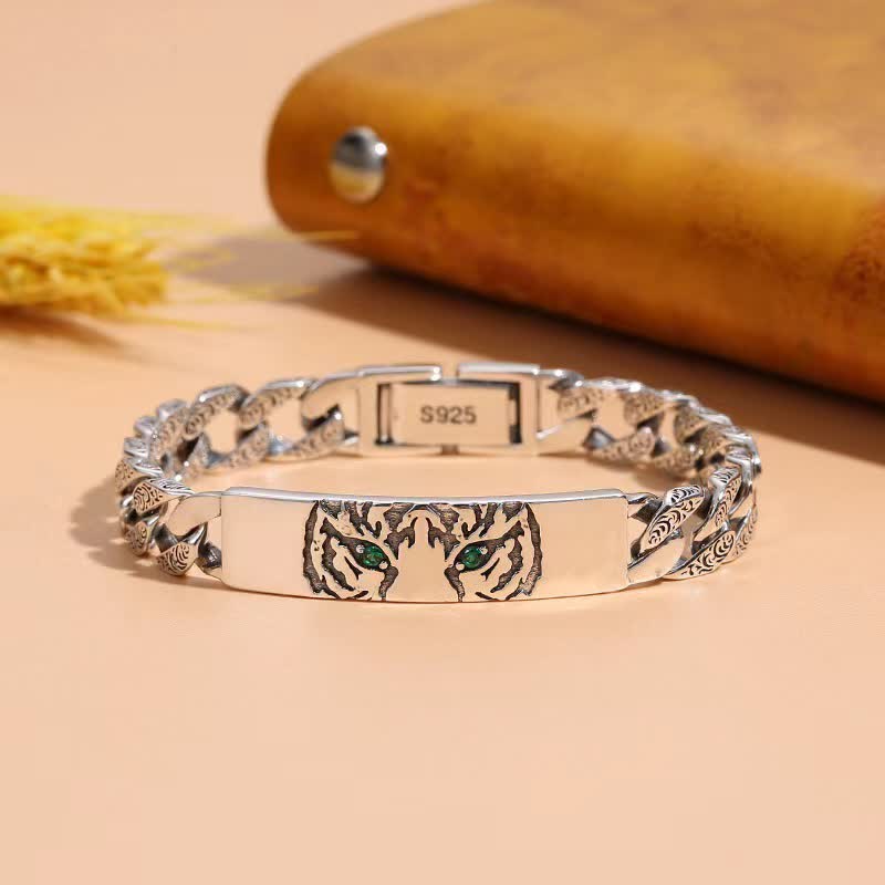 Pulsera de cadena de puño de suerte de cobre tigre