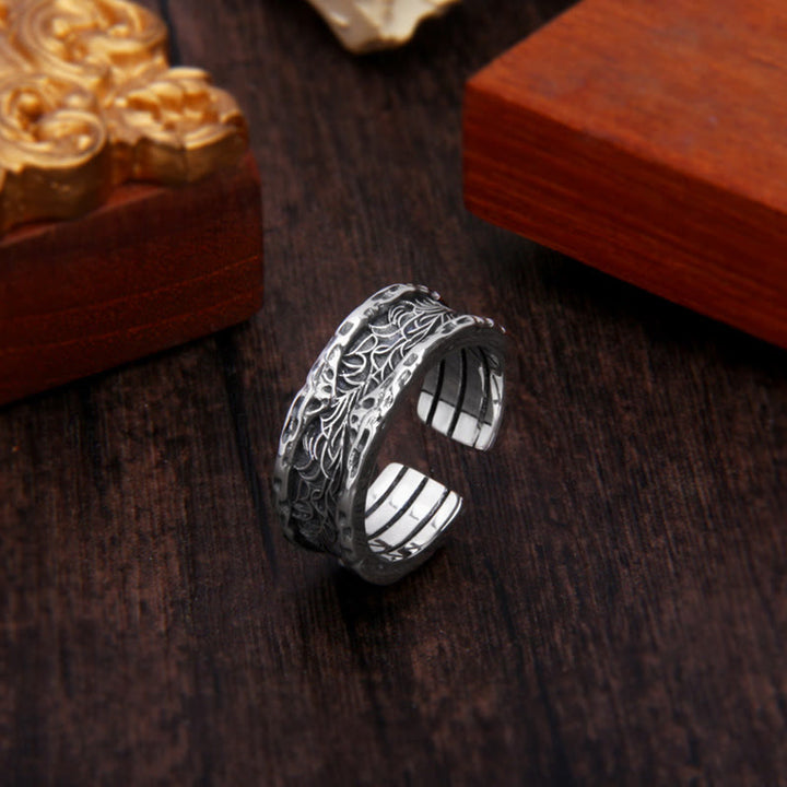 Anillo ajustable de plata de ley 925 con diseño de flor retro de la dinastía Tang