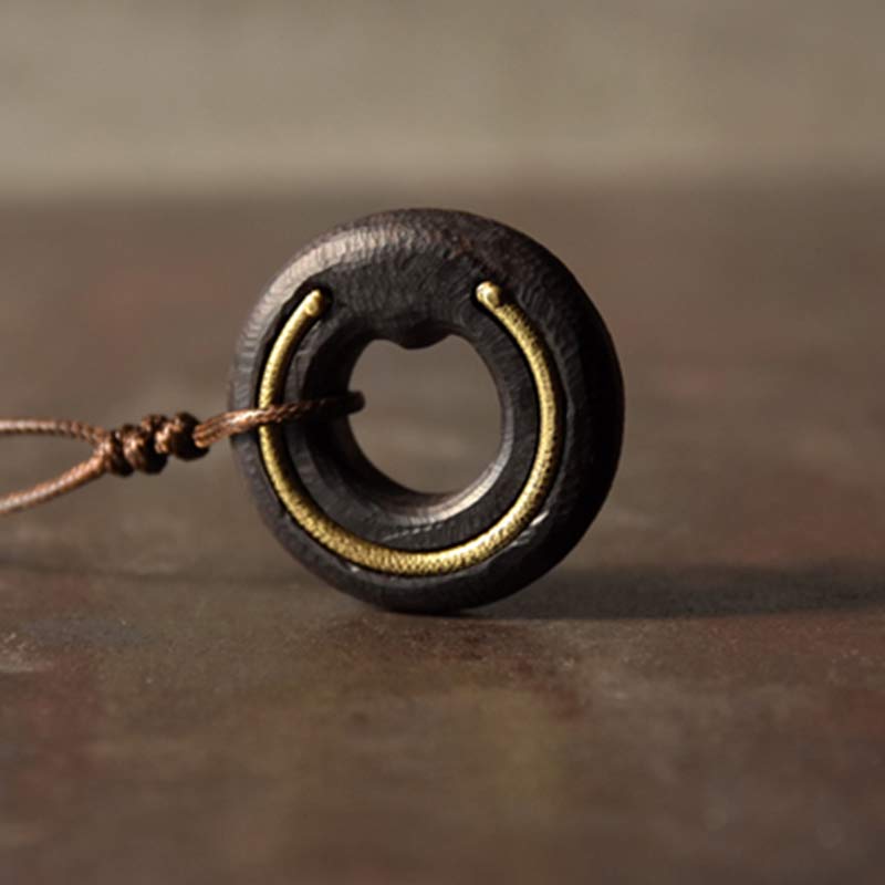 Collar con colgante de madera de ébano con círculo zen y Buddha Stones - image 15