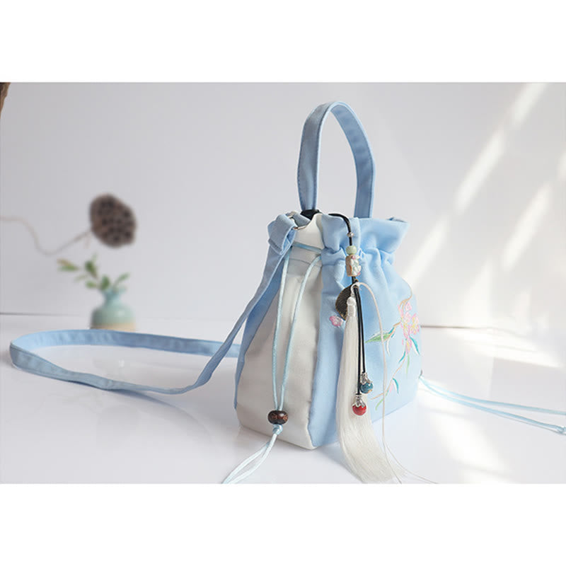 Bolso de hombro de lona con flores bordadas hechas a mano con Buddha Stones - image 33