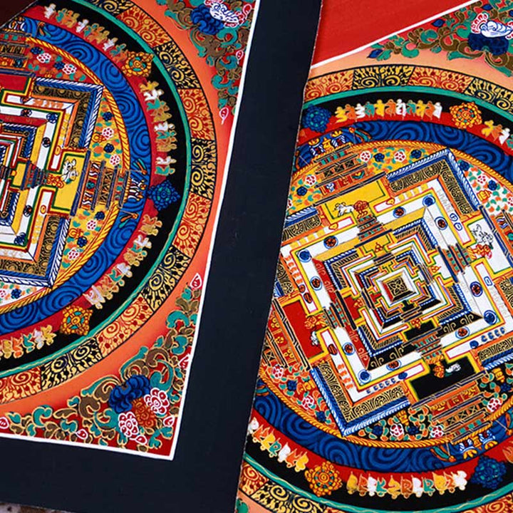 Caja ciega con pintura de Mandala Thangka hecha a mano tibetana, patrón de Color aleatorio