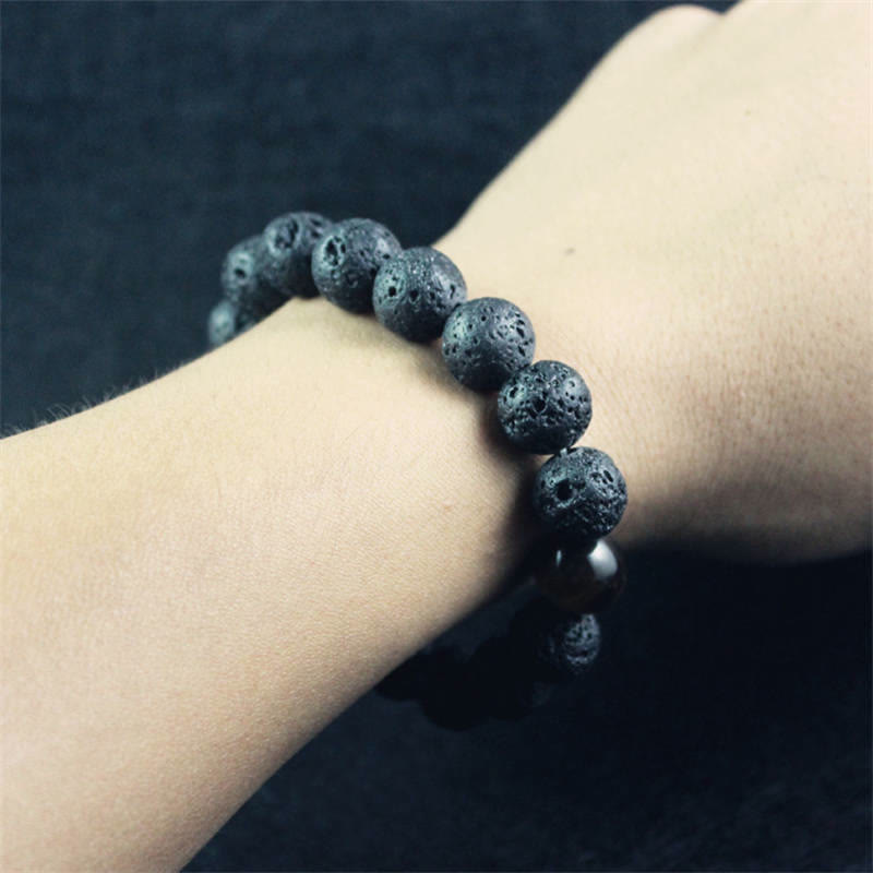 Pulsera curativa de la paz con piedra de ojo de tigre, roca de lava, Buddha Stones
