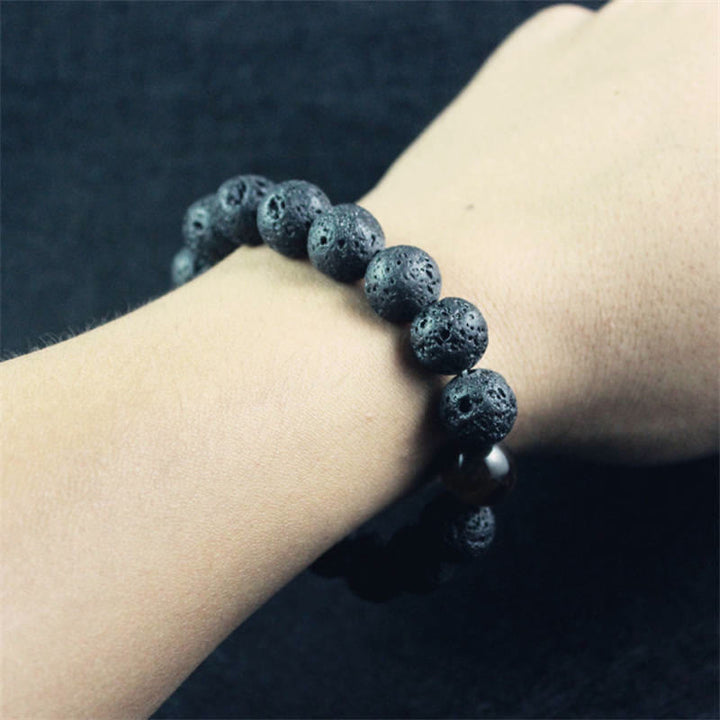 Pulsera curativa de la paz con piedra de ojo de tigre, roca de lava, Buddha Stones