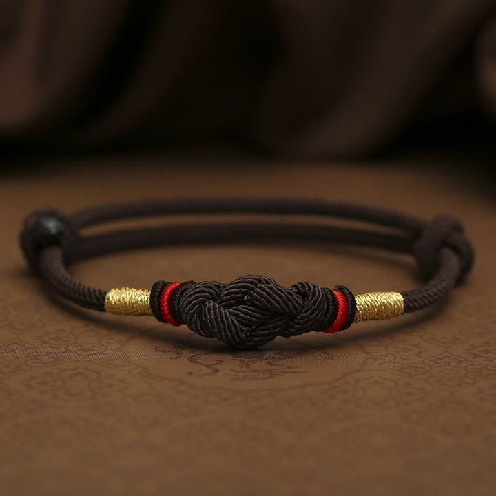 Pulsera de pareja trenzada con nudo de la suerte de Jade, hilo rojo, Buddha Stones