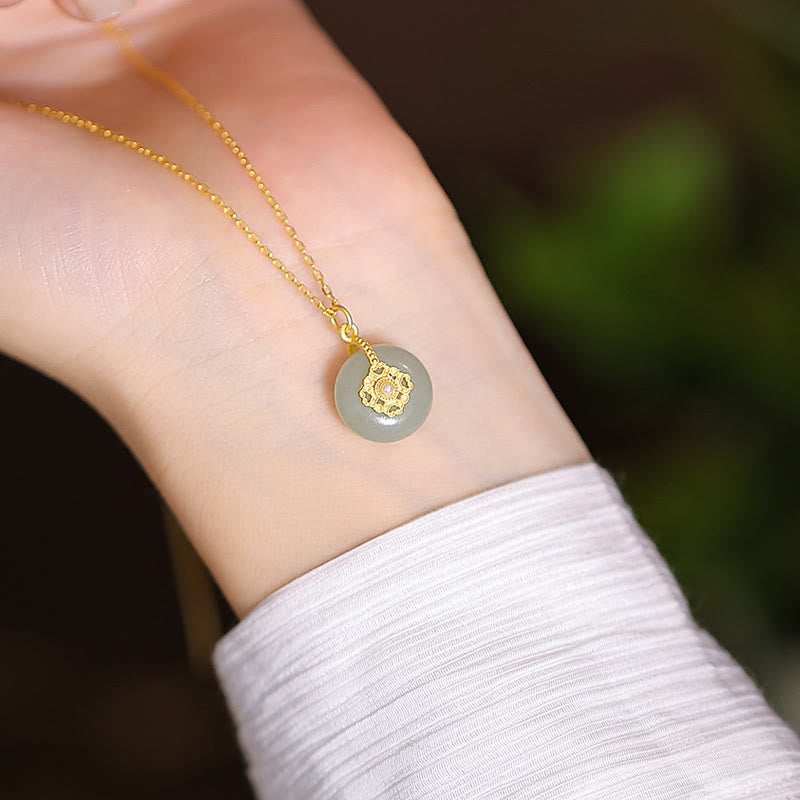 Collar con colgante de mariposa de Buda sonriente de la suerte, Jade cian Natural de Plata de Ley 925 - Hebilla de la paz de jade de Hetian - image 32