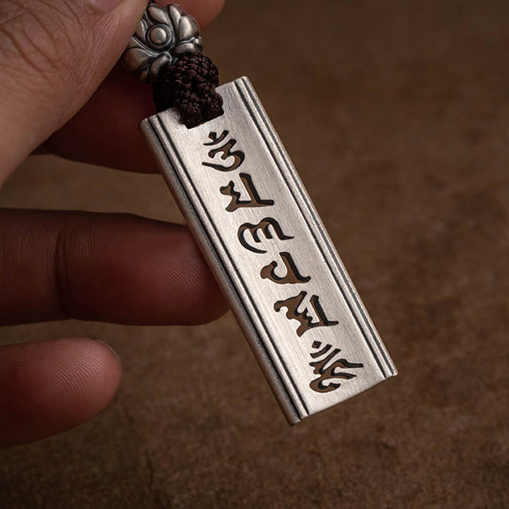 Colgante de plata de ley 999 con Buddha Stones Om Mani Padme Hum grabado Lotus Wisdom - image 11