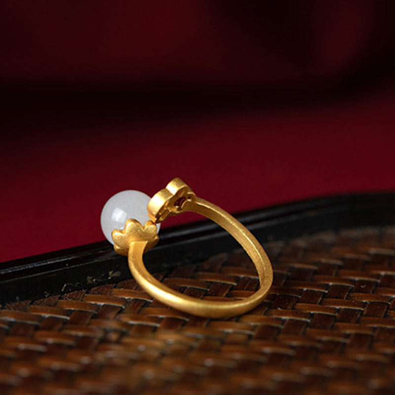 Anillo de suerte con bendición de nube auspiciosa de jade blanco