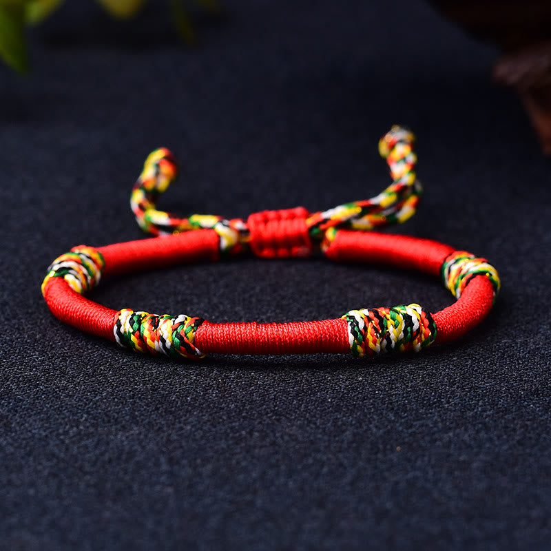 Pulsera de cuerda trenzada de protección de la suerte con nudo King Kong colorido hecho a mano tibetano con Buddha Stones