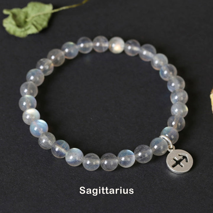 Pulsera con Encanto 12 Constelaciones del Zodíaco Piedra Lunar
