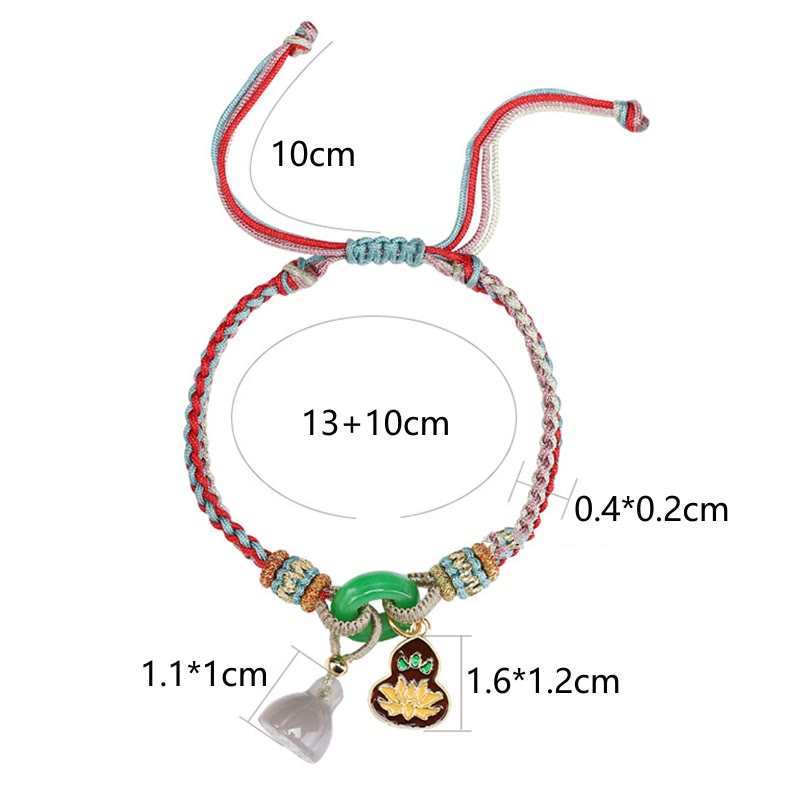 Buddha Stones, cuerda colorida, calcedonia, loto, Jade, paz, hebilla, armonía, pulsera con dije de calabaza