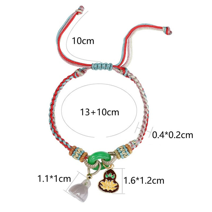 Buddha Stones, cuerda colorida, calcedonia, loto, Jade, paz, hebilla, armonía, pulsera con dije de calabaza