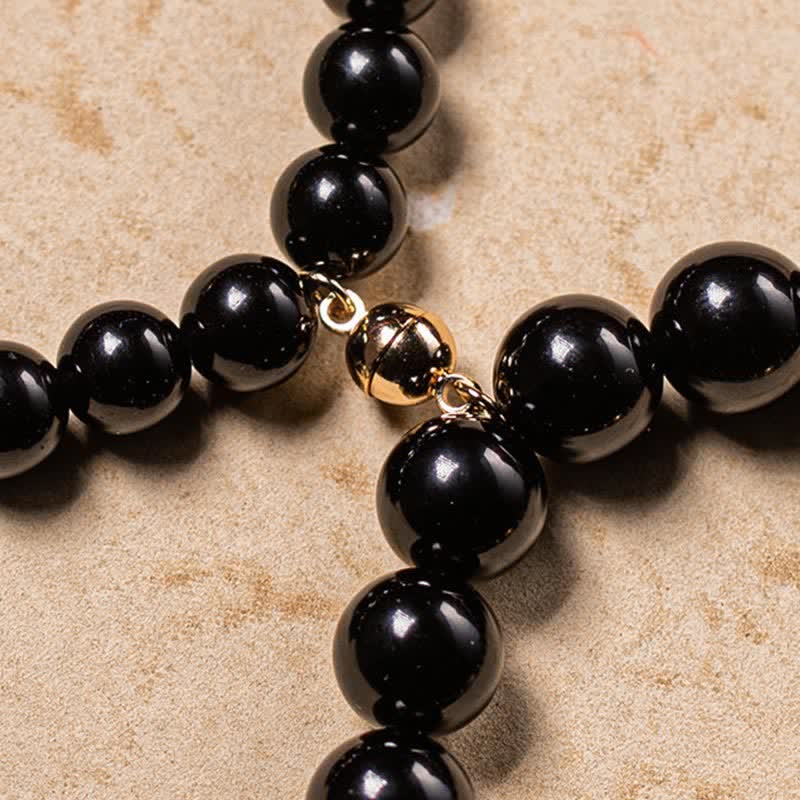 Buddha Stones obsidiana negra Jade Om Mani Padme Hum fuerza pareja pulsera magnética