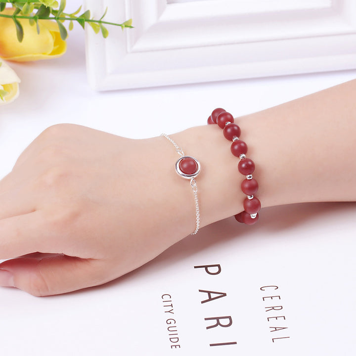 Pulsera Positiva de Cristal de Cuarzo Fresa con Piedra Solar de Buddha Stones
