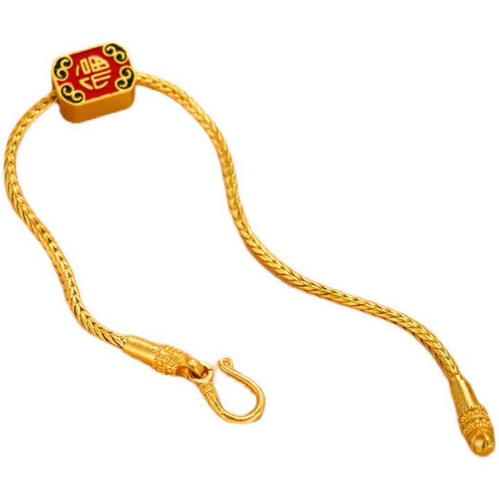 Buddha Stones tibetanas de oro de 18 quilates, Om Mani Padme Hum, pez Koi de la suerte, lingote de personaje Fu, moneda de cobre, pulsera de la paz