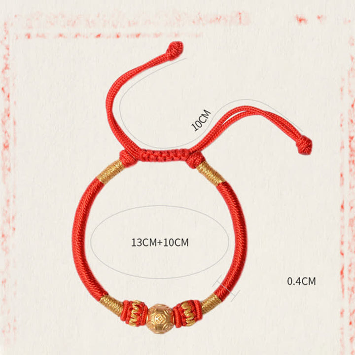 Pulsera de hilo con cuentas de la suerte, protección de monedas, cobre redondo, plata de ley 999, Buddha Stones