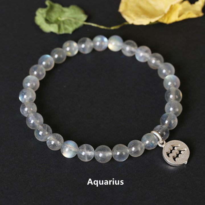 Pulsera con Encanto 12 Constelaciones del Zodíaco Piedra Lunar