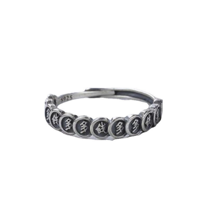 Anillo ajustable de la suerte con diseño de moneda de cobre vintage