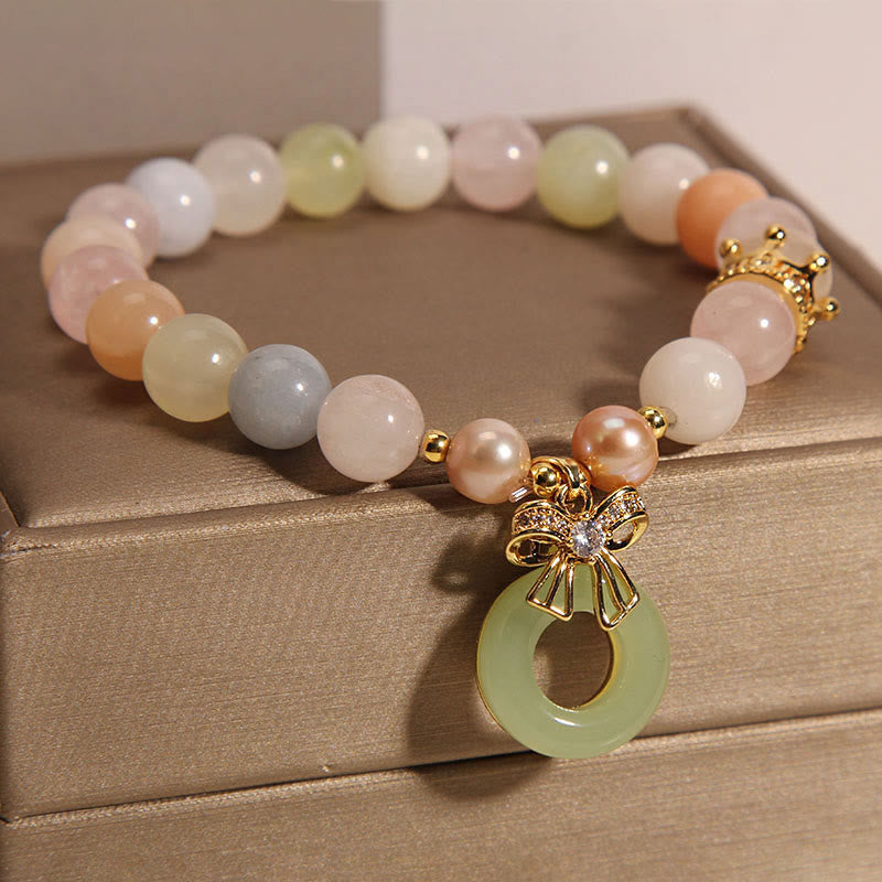Pulsera de confianza de jade con hebilla de paz de morganita con Buddha Stones
