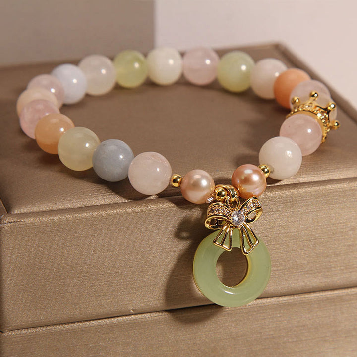 Pulsera de confianza de jade con hebilla de paz de morganita con Buddha Stones