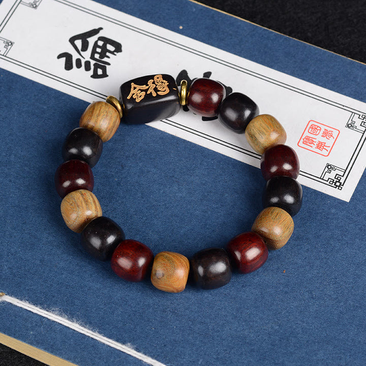Pulsera de la paz de sándalo rojo de madera de ébano de sándalo verde multicolor con Buddha Stones