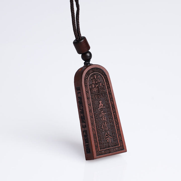 Buddha Stones, relámpago, madera de azufaifo, taoísta, orden de cinco truenos, colgante de collar de protección de la suerte