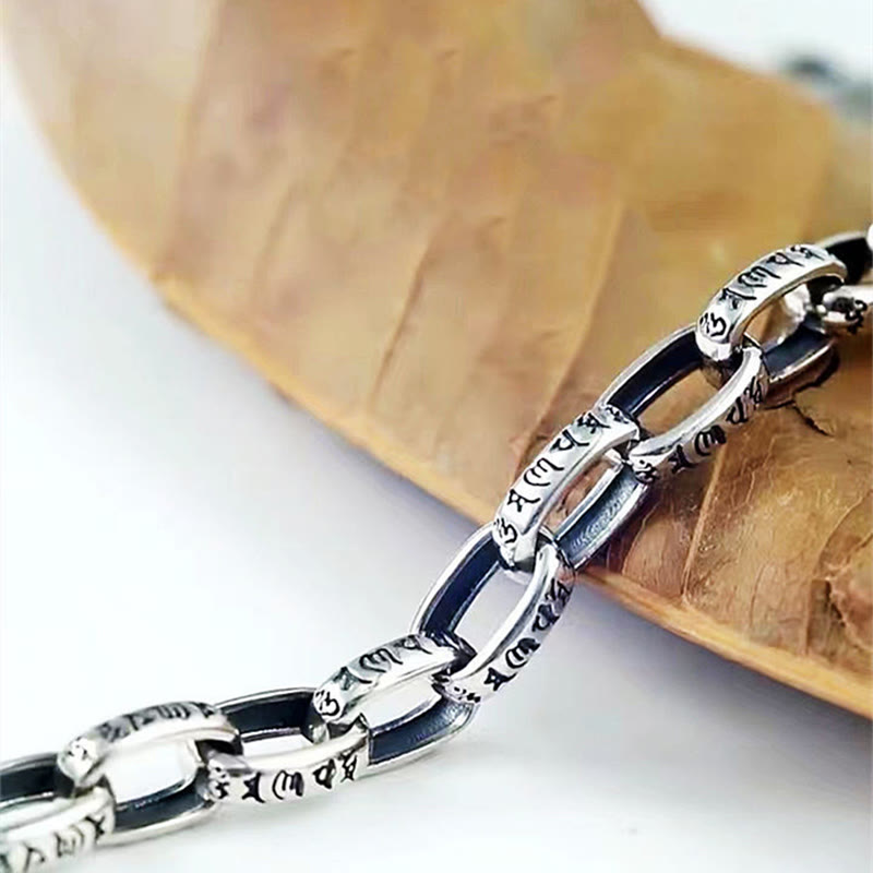 Pulsera de sabiduría grabada en cobre con Buddha Stones Om Mani Padme Hum doble Dorje