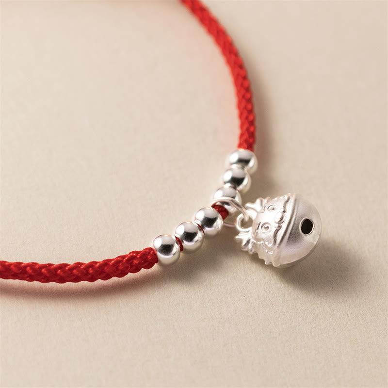 Buddha Stones Año del Dragón Pulsera roja trenzada de plata de ley 925 hecha a mano con dragón tallado con éxito