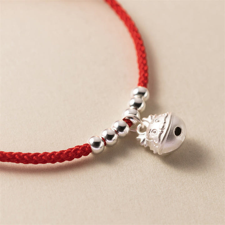 Buddha Stones Año del Dragón Pulsera roja trenzada de plata de ley 925 hecha a mano con dragón tallado con éxito