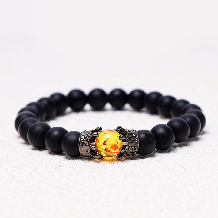 Buddha Stones Piedra Natural Rey y Reina Corona Curativa Cuentas de Energía Pulsera de Pareja
