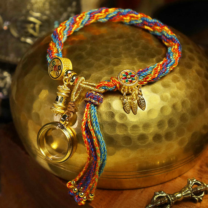 Pulsera de cuerda con nudo de reencarnación colorida, atrapasueños, Om Mani Padme Hum tibetano, Buddha Stones