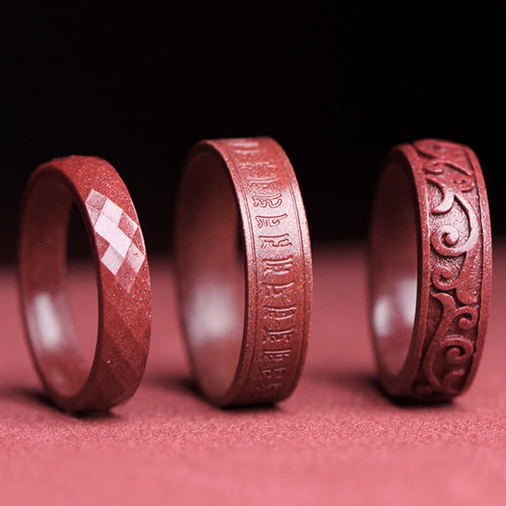 Anillo de bendición de nubes auspiciosas con Buddha Stones cinabrio Om Mani Padme Hum - image 10