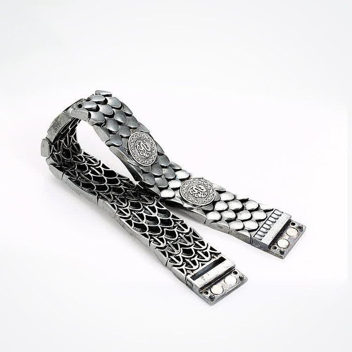 Pulsera de plata de ley 925 con Buddha Stones , escamas de dragón, suerte y éxito