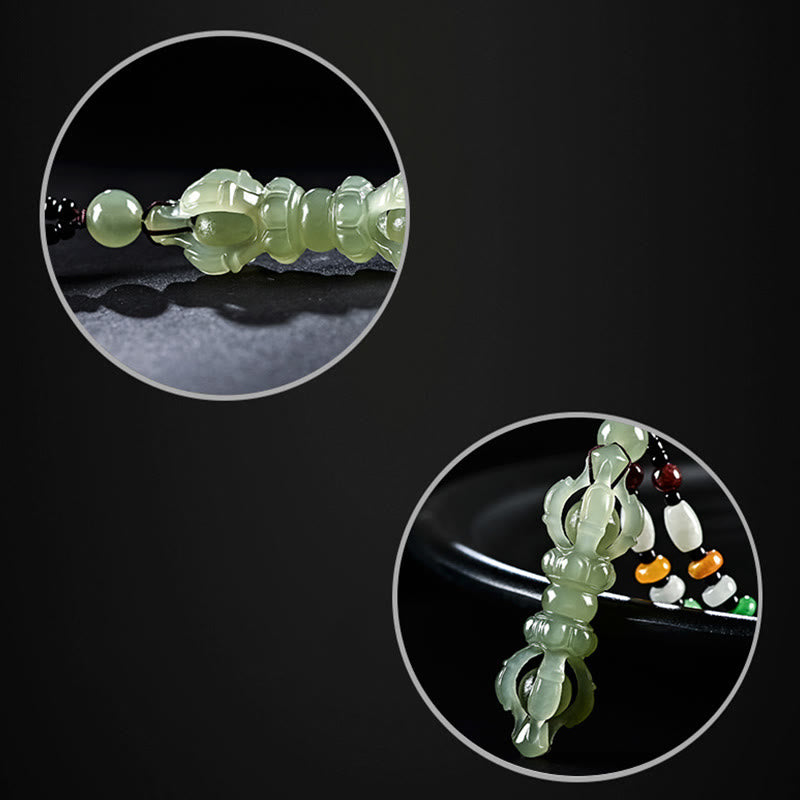 Colgante de collar de éxito grabado Dorje Vajra de Jade blanco de Jade cian hetiano Natural tibetano