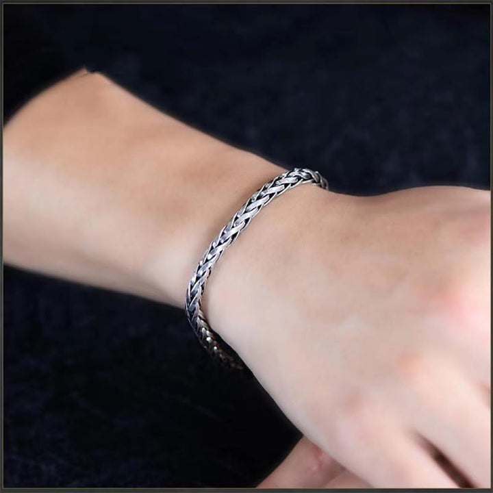 Pulsera con hebilla de riqueza con diseño trenzado y quilla de dragón vintage con Buddha Stones