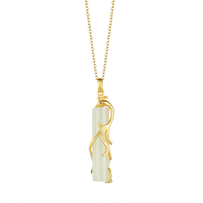 Colgante de collar de protección de cobre con Buddha Stones , dragón de Jade y Fénix - Fénix - image 7
