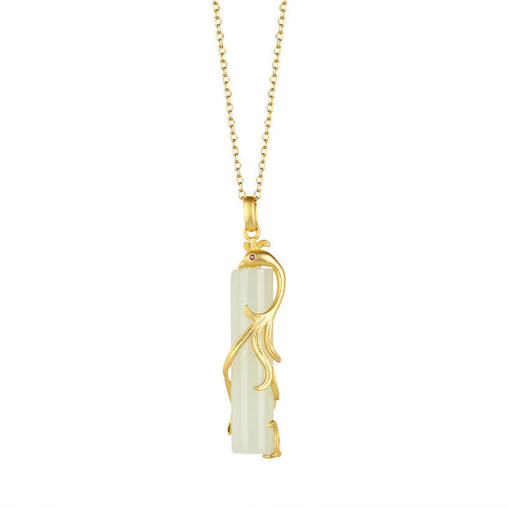 Colgante de collar de protección de cobre con Buddha Stones , dragón de Jade y Fénix - Fénix - image 7