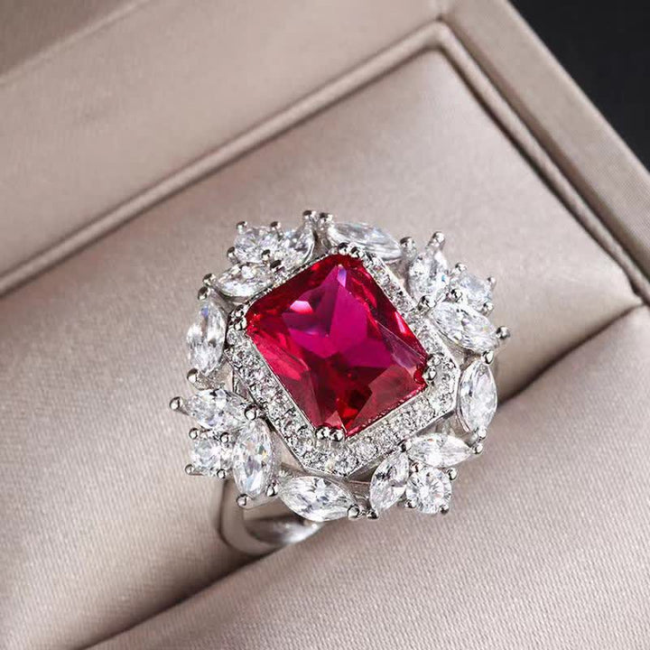 Buddha Stones Cristal Esmeralda Corindón Rojo Confianza Coraje Anillo Pendientes Collar Colgante