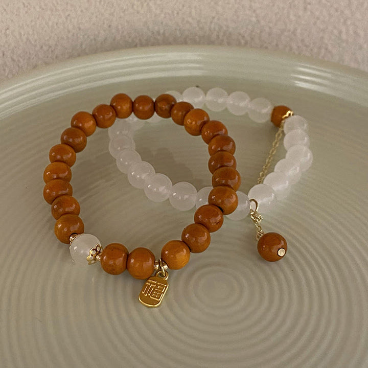 Pulsera de protección con dije de personaje Fu de ojo de gato de sándalo con Buddha Stones