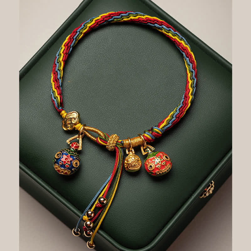 Pulsera de cuerda colorida con nudo de reencarnación de la suerte de la familia de la bestia tragadora de oro con Buddha Stones