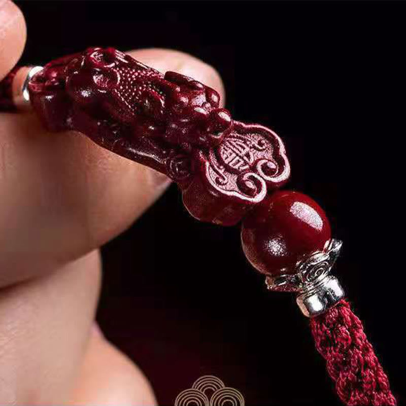 Pulsera trenzada de cinabrio PiXiu hecha a mano con Buddha Stones