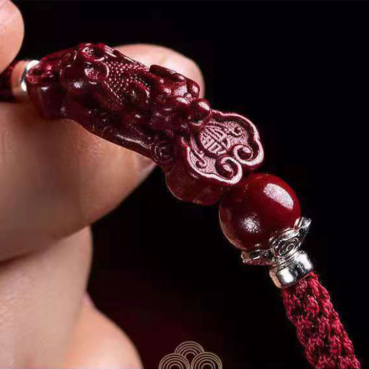 Pulsera trenzada de cinabrio PiXiu hecha a mano con Buddha Stones