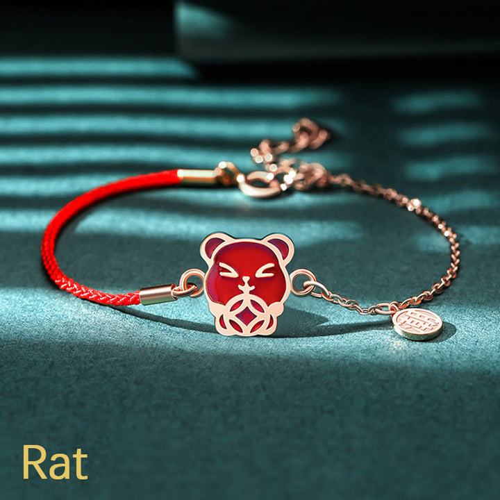 Pulsera de cadena de hilo rojo con Buddha Stones , Plata de Ley 925, que cambia de color, protección de la suerte del zodiaco chino - Rata (circunferencia de la muñeca 14-15 cm) - image 5