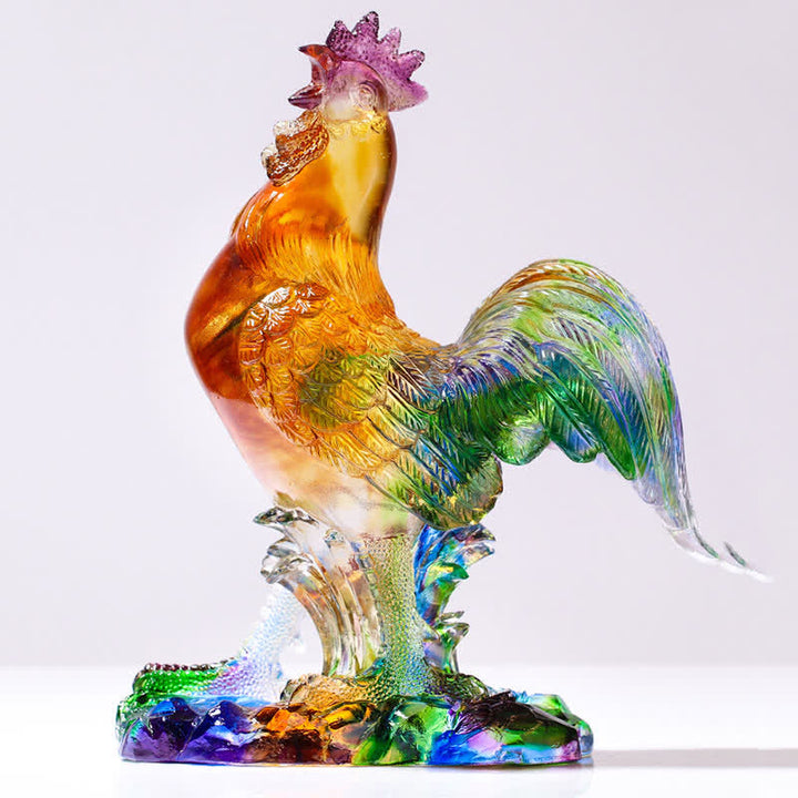 Pieza de arte de gallo de cristal Liuli hecha a mano para decoración del hogar - image 8