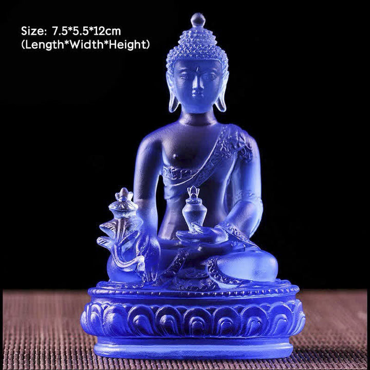 Buda medicinal hecho a mano Liuli Crystal Art Piece estatua de compasión decoración de oferta en casa y oficina