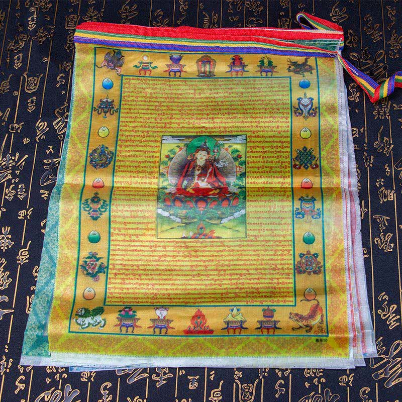 Buddha Stones Bandera de oración exterior tibetana de 5 colores con el Buda Caballo de Viento y las Escrituras de Tara, símbolo de sanación y buena fortuna. - image 1